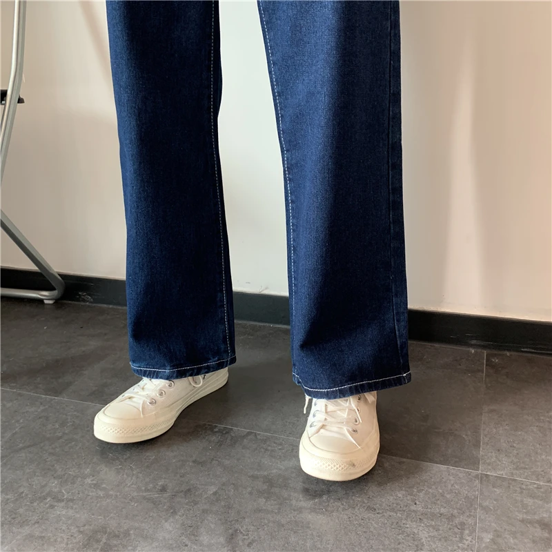 

Plus-sized Fat mm Korean-style High-waisted Jeans Female 2020 Autumn Winter New Style Loose Slimming and Straight Wide-Leg