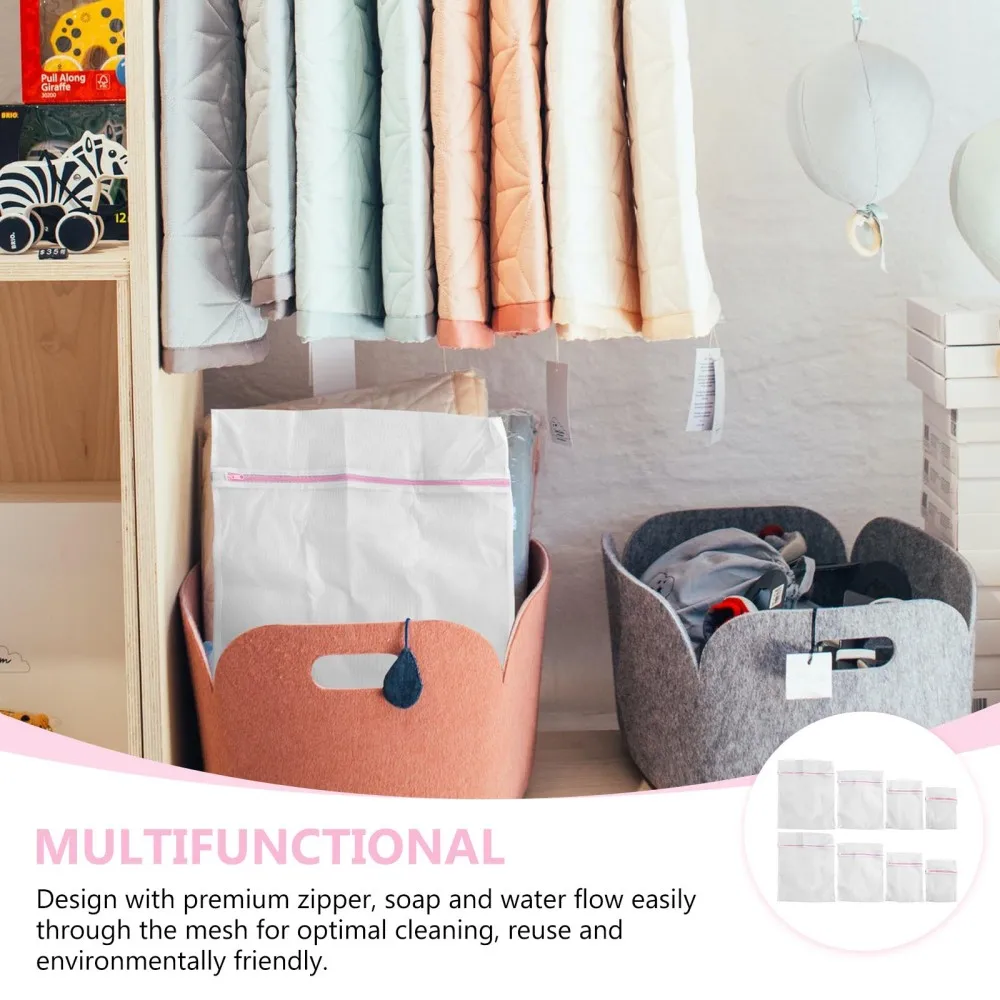 

8Pcs Mesh Laundry Bag Mesh Wash Bag Travel Storage Bag Clothing Washing Bag