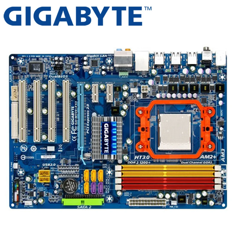 GIGABYTE GA-M720-ES3 настольная материнская плата 720D для AMD Socket AM2 + AM3 DDR2 ATX Phenom FX X4 X3 X2 Athlon б/у
