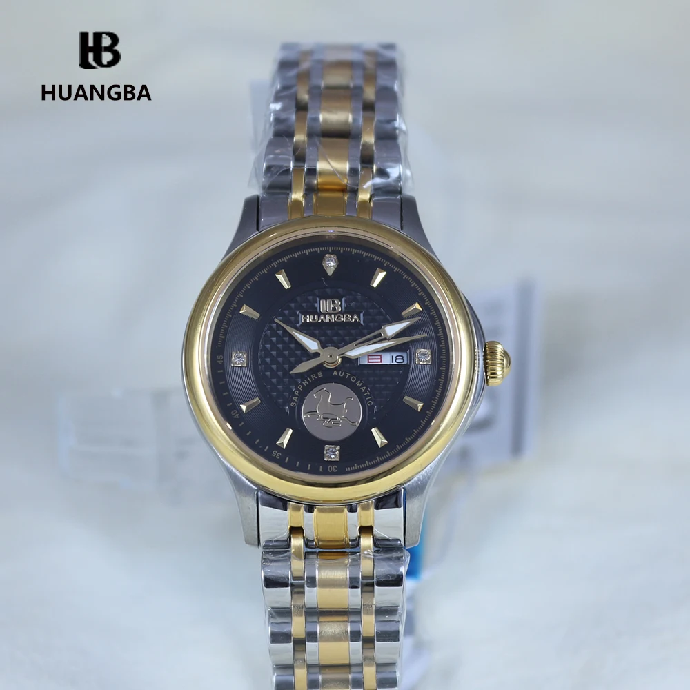 Часы Huangba женские механические роскошные брендовые наручные часы с сапфировым