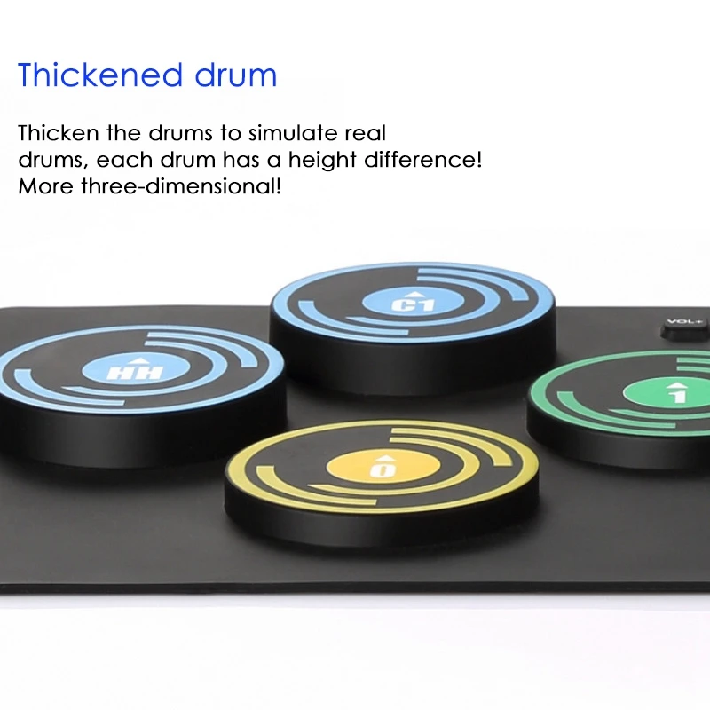 

Electric Drum Kit Set 9 Drum Pads with 2 Built in Speakers-Roll Up Electronic MIDI Drum Kit Practice for Beginners Kids
