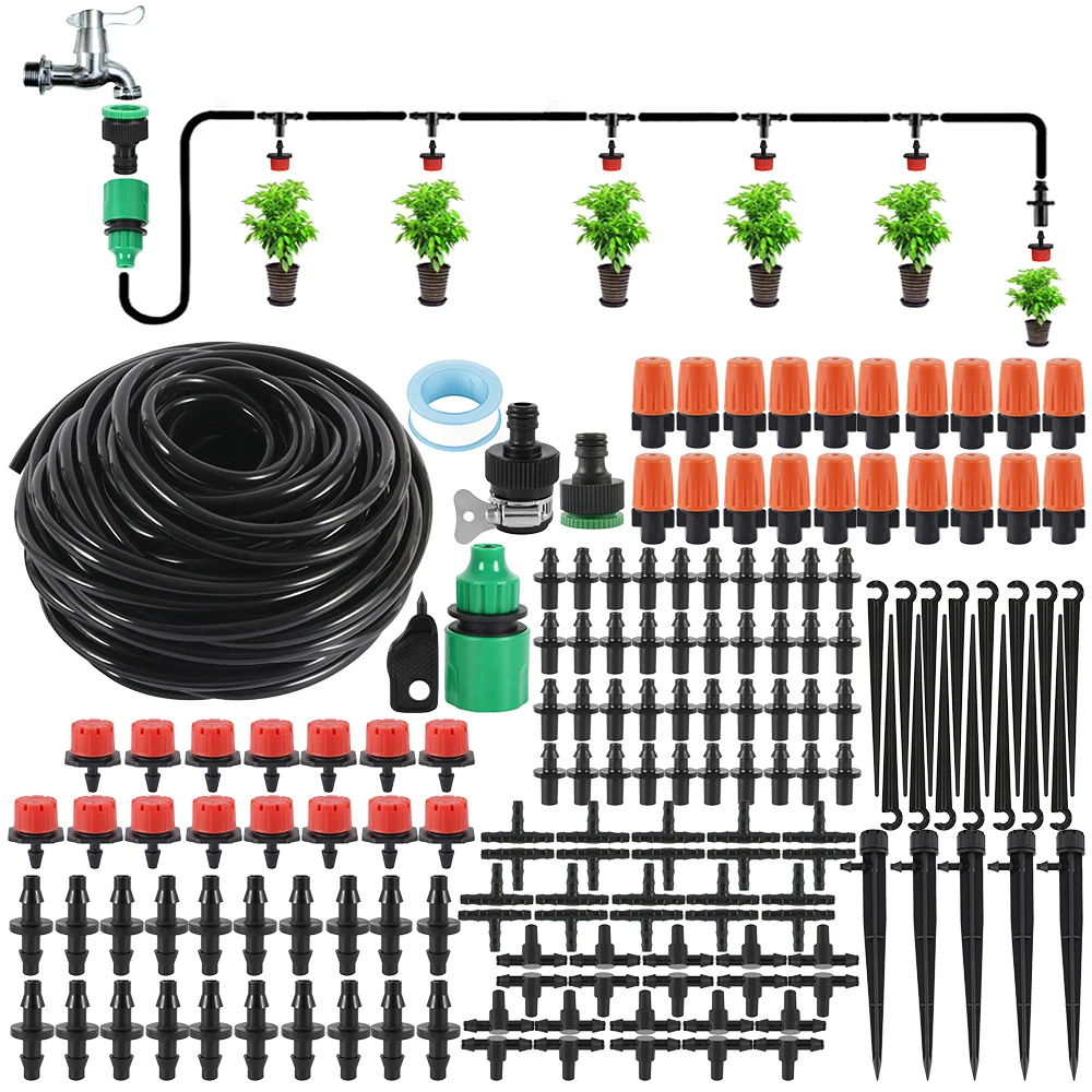 

25M Irrigation Spray DIY Drip Irrigation System Automatic Watering Garden Hose Micro Drip Watering Kits with Adjustable Drippers