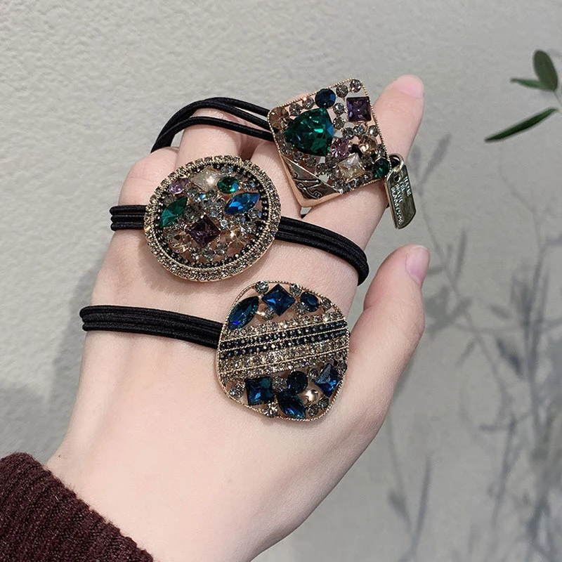 Модная прозрачная стразы резинка для волос Женская грубая прически конский