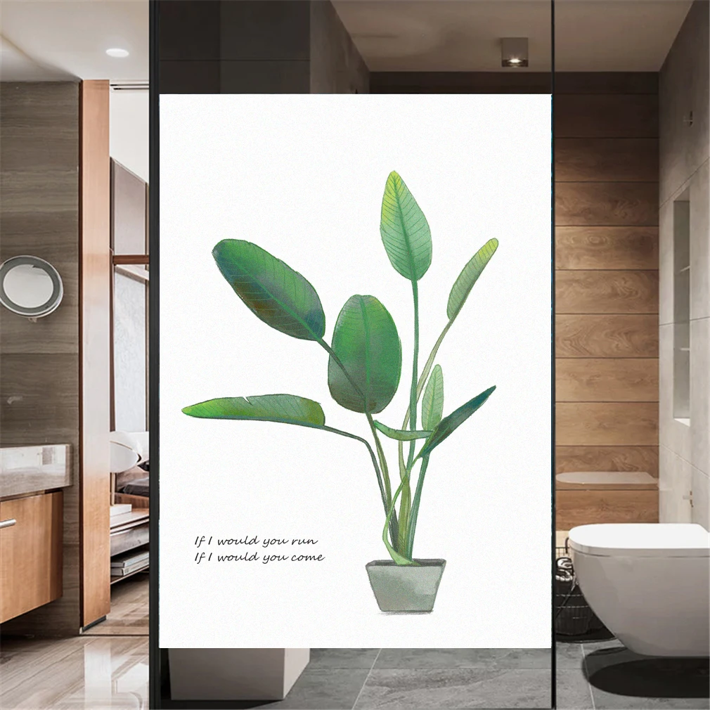 Декоративная пленка для окон витражные наклейки комнатных растений без клея