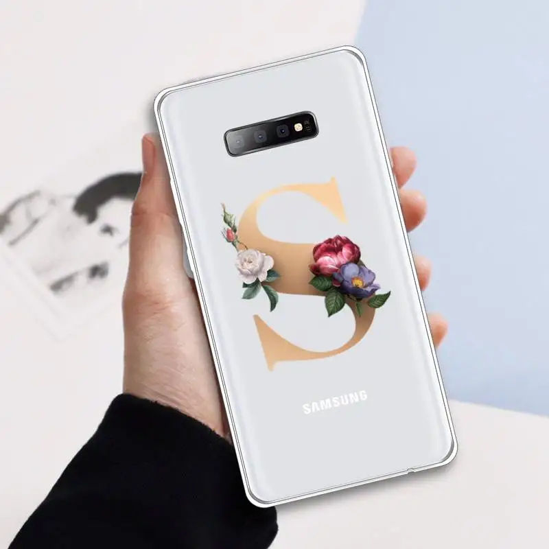 

words text letter flowers Phone Case Transparent For Samsung Galaxy S A 5 7 8 9 2015 20 edge plus 10 e lite 2019