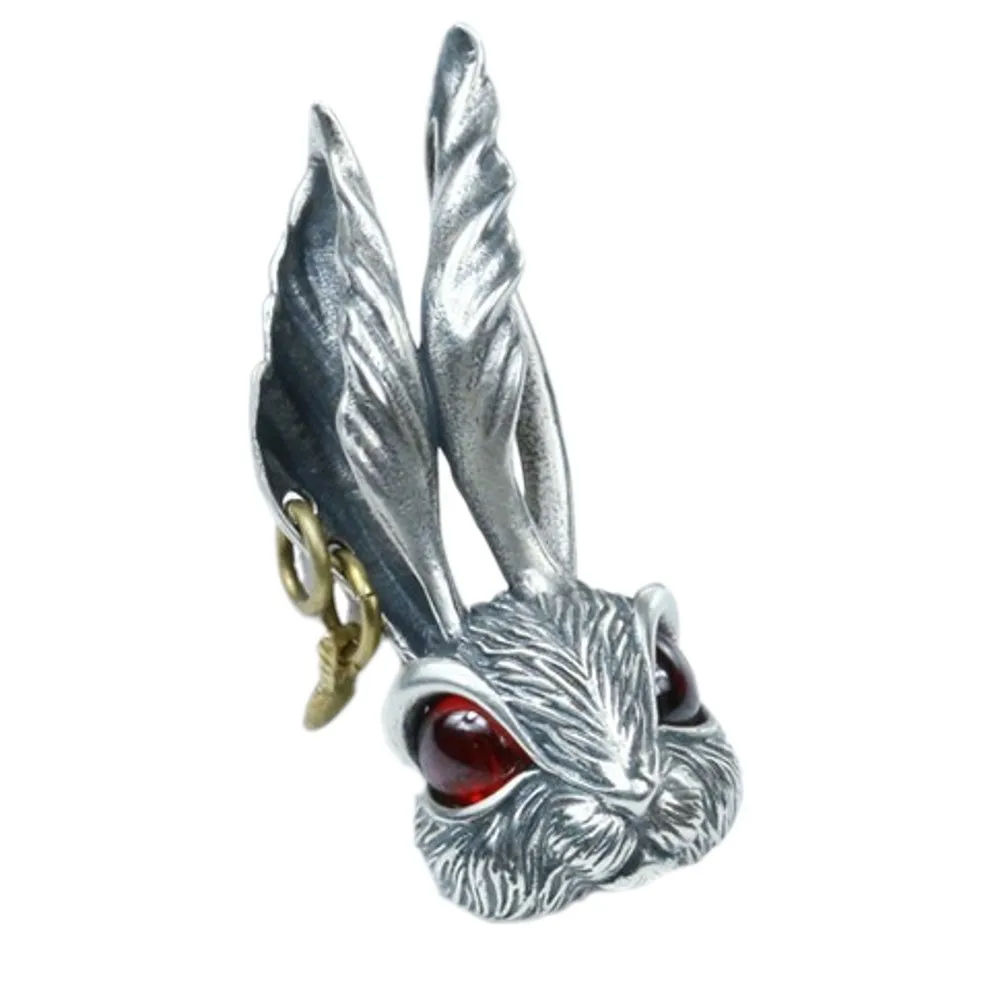 

New real s925 pure silver necklace lively rabbit pendant for man hip-hop street silver jewelry men and women fashion pendant