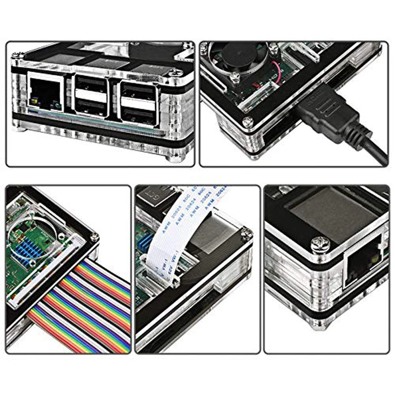 Pi 3 B + 9 слой Акриловый чехол Корпус Коробка Чехол с охлаждающим вентилятором Raspberry