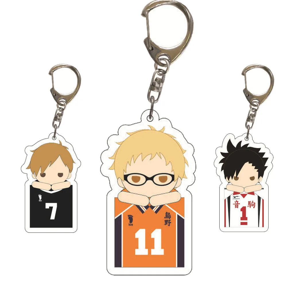 

8style Haikyuu Keychain Man Bags Women Acrylic Key Ring For Kids Pendant Jersey Hinata Kozume Kenma Brelok Briefcase Gift