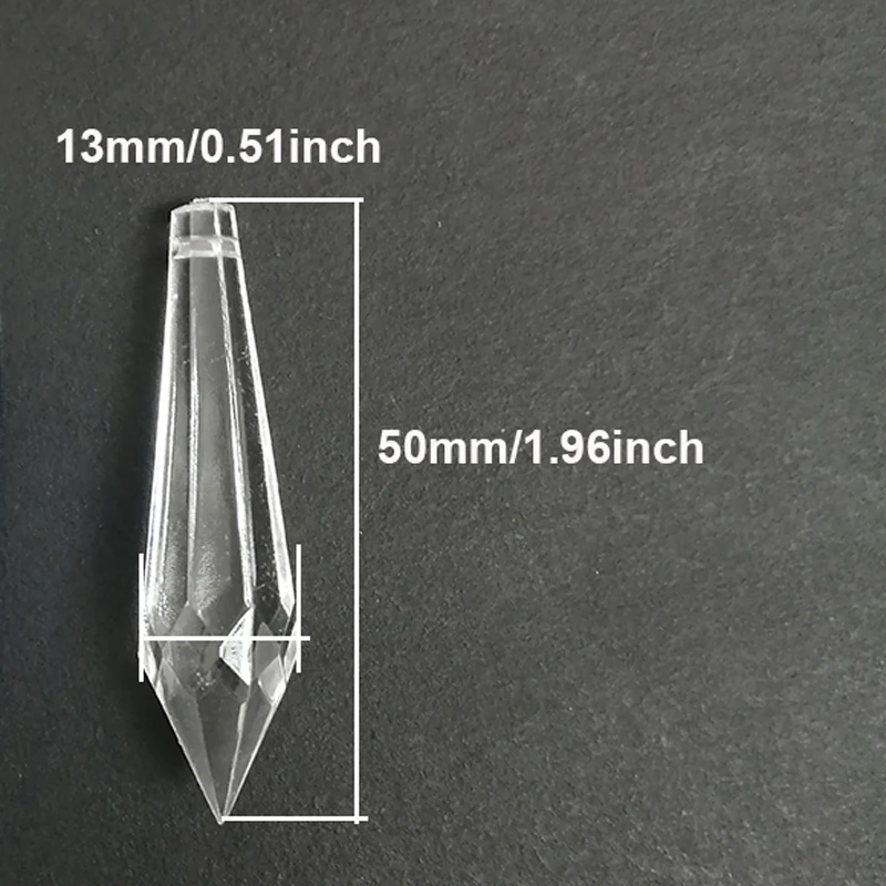 50Pcs/lot + Free Rings Clear 50mm Acrylic Drop Wedding Party Christmas Decoration Chandelier Curtain Hanging Prisms | Освещение