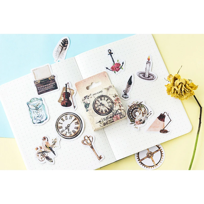 

46Pcs/box Vintage Narrate Chapter paper sticker pack DIY Diary Deco Scrapbooking Stickers Office School Supply For Kids
