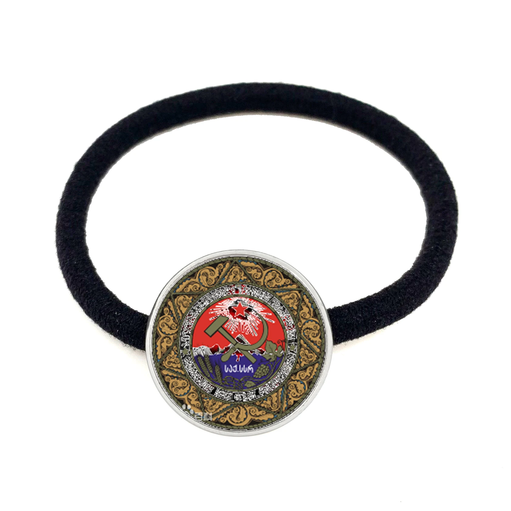 Обруч для волос с красной звездой СССР Советской Армии 16 мм стеклянный кабошон