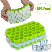 37 grids ice cube tray honeycomb ice cube molds with removalbe lids silicone ice molds for juice whiskey cocktail ice maker