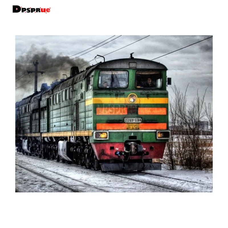 

Полноразмерная/круглая алмазная живопись Dpsprue, вышивка крестиком, 3D вышивка из страз, поезд «сделай сам», 5D Moasic, домашний декор, подарок S027