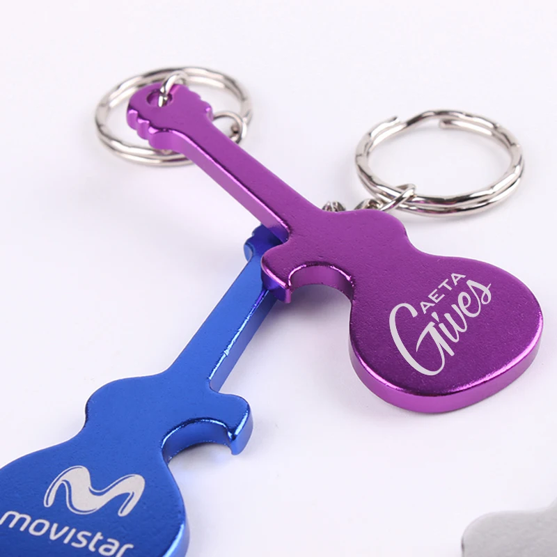 100x рекламная открывалка для бутылок в форме гитары брелок ключей корпоративный