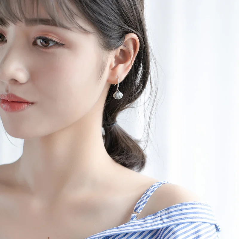 

XMD 925 Sterling Silver Rose Gold Color Shell Shape Drop Earrings for Women Luxury Pearl Earrings Brincos Fine Jewelry