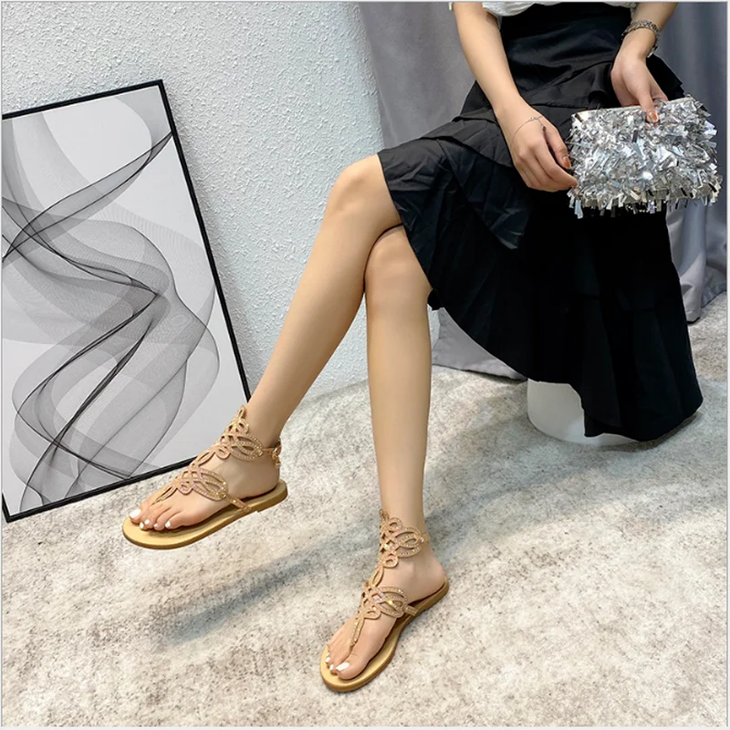 

Baotou half slippers female new spring and summer hollow pointed half slippers sequin flip flops holiday flat mules women shoes