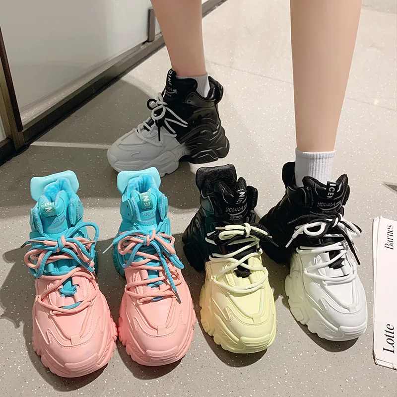 

Mix Color Winter Sneakers Women Shoes Warm Fur Platform On Chunky Heel Sneakers for Women 2021 New Casual Shoes Female Snow Shoe