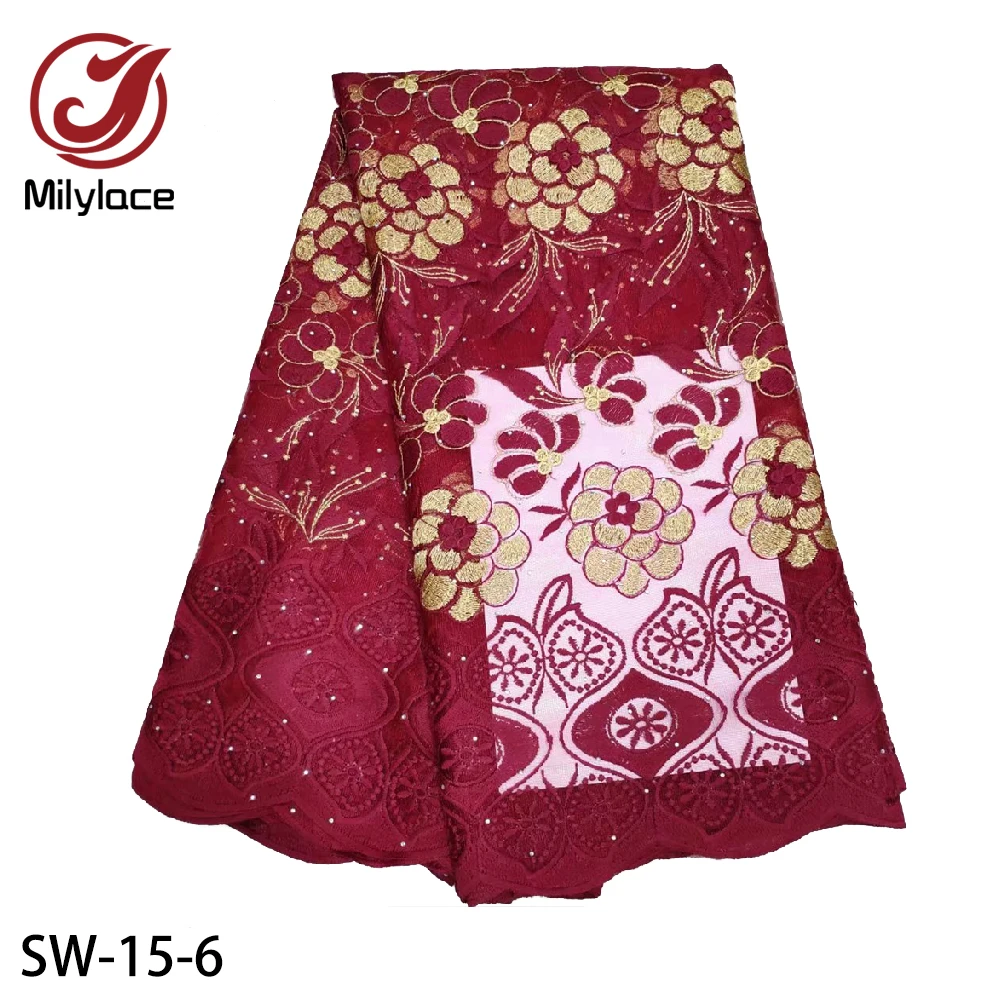 Недорогая африканская кружевная ткань Milylace с камнями швейный материал