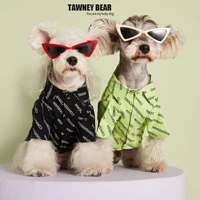 pet clothes spring and summer letters denim shirt teddy schnauzer shiba inu cat bichon dog costume