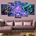 Модульная картина для домашнего декора, 5 штук, Лига героев игры Лига Легенд, постер для дома, холст, оптовая продажа