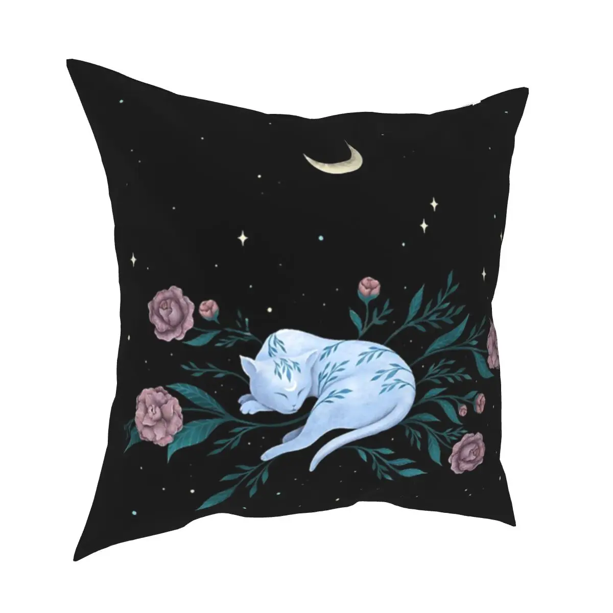 

Pillowcase Cat Dreaming Of Moon beautiful flowers Printed Cushion Cover Decor Home Pillow Case Cover Drop Shipping 40*40cm