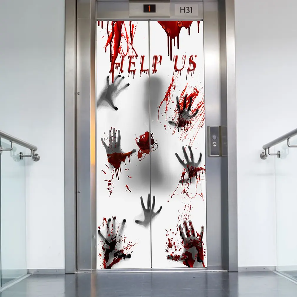 

Halloween Curtain Tapestry Pumpkins HELP US/ME Print Wall Hanging Art Home Decoration Party Ghosthand Zombie Halloween Wall Post