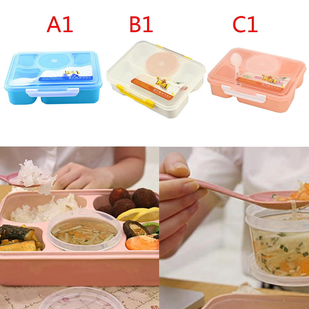 Ланч бокс с 5 + 1 отделениями неодноразовый для микроволновой печи Герметичный