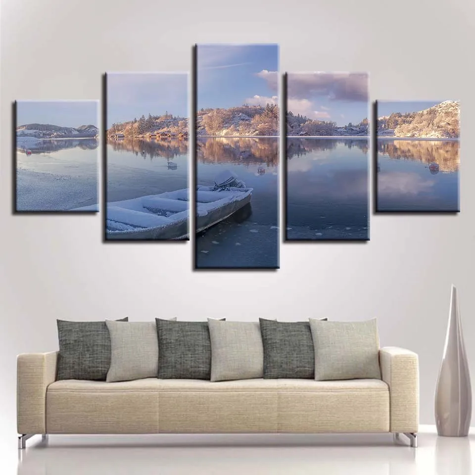 

Landscape Sky Cloud Star Mountain River Hot Air Balloon 5 Piece Wall Pictures For Living Room Color Painting Art Home Decor