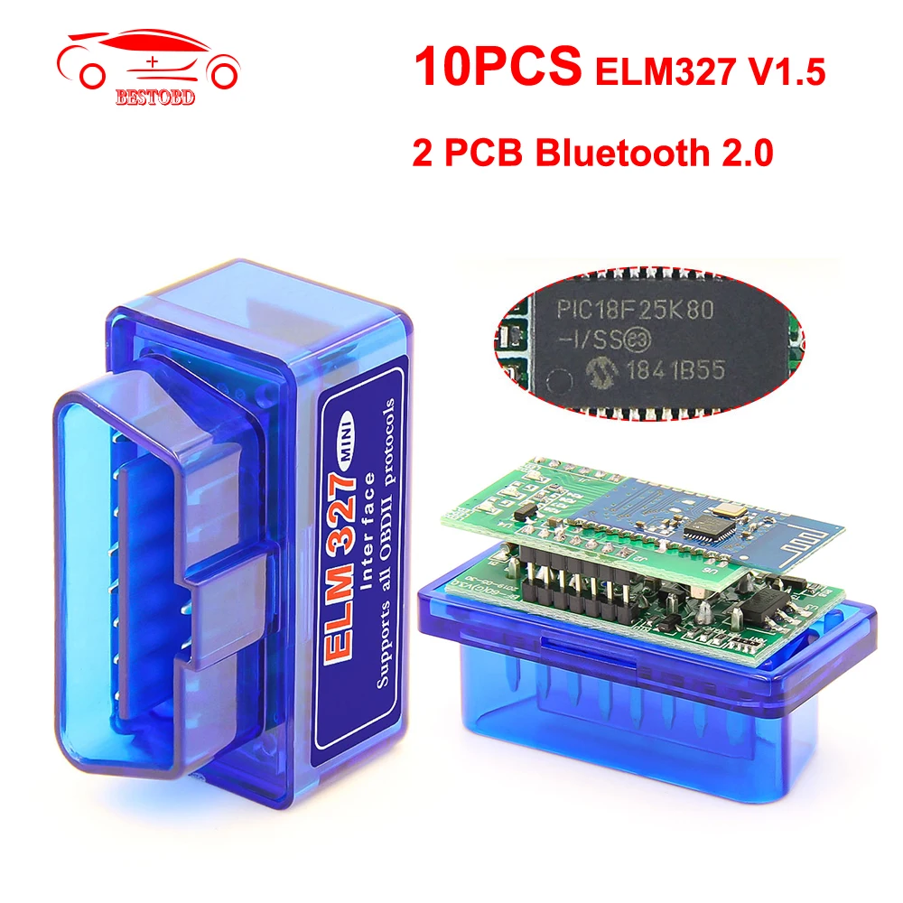 (10 шт./лот) Super Mini ELM327 v1.5 с PIC18F25K80 OBD2 сканер Bluetooth OBDII адаптер CAN для Android Torque