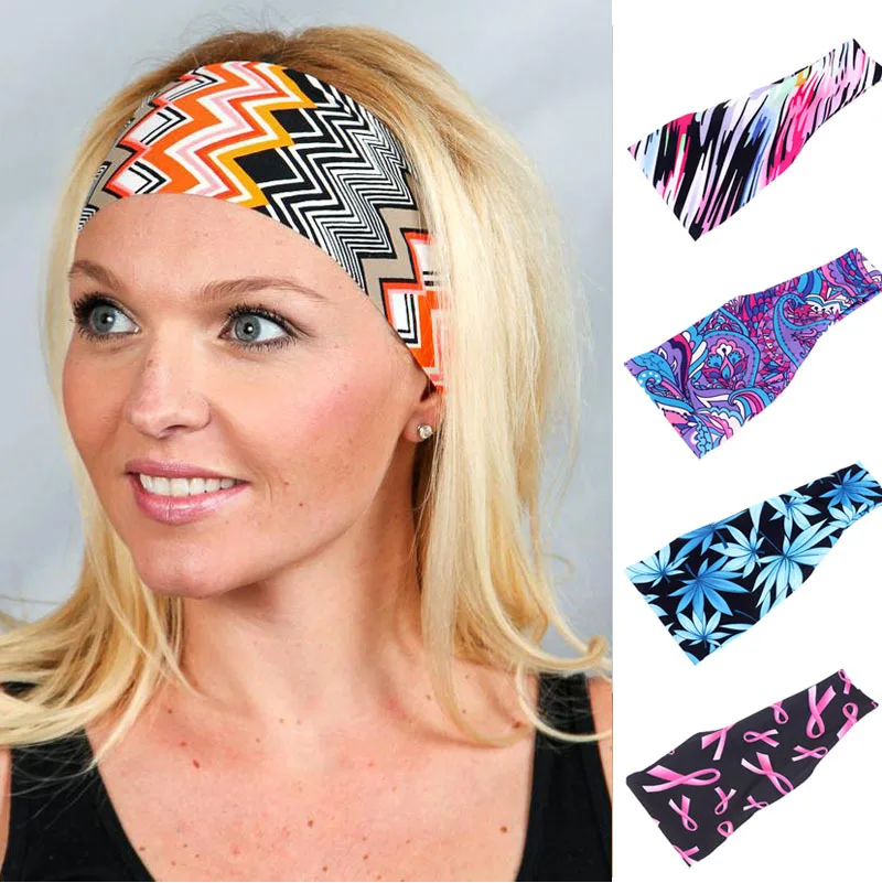 

Hot selling high elastic sports headband Yoga hairband printed sweatband headdress