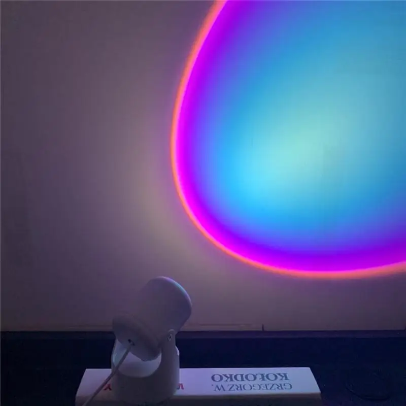 

USB Rainbow Sun Projector Led Night Light Sun Projection Desk Lamp For Bedroom Bar Coffee Store Wall Decoration Lighting