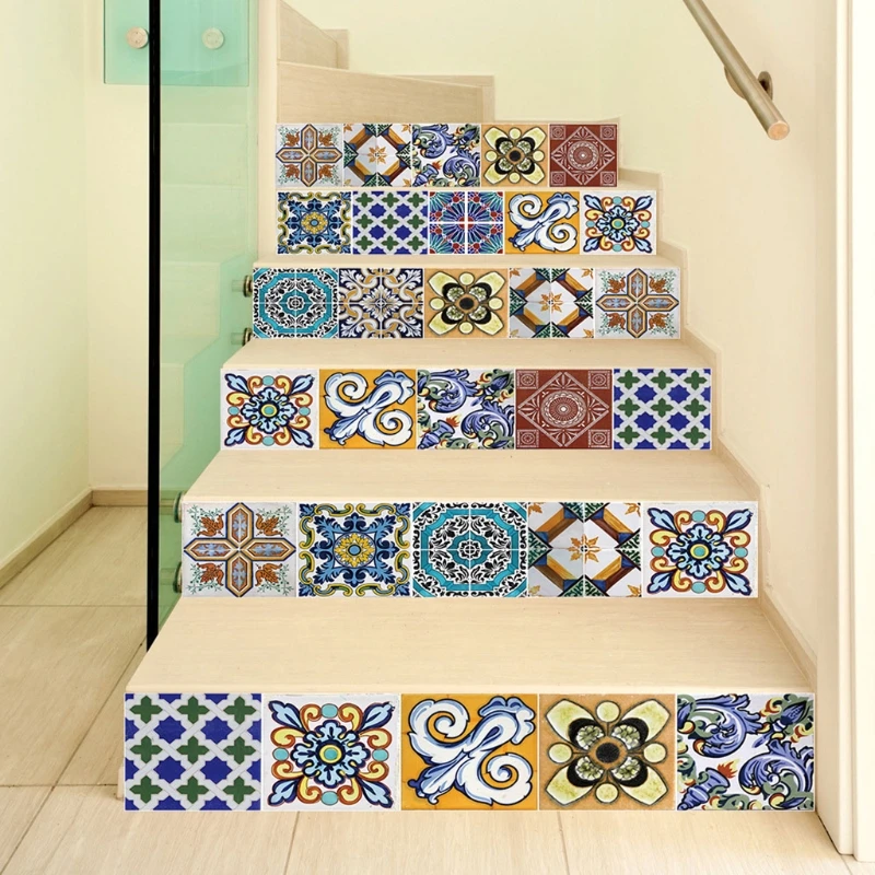 

6Pcs Irregular Tile Floor Stair Stickers Home Decoration Waterproof Mural Decals Art Wallpaper