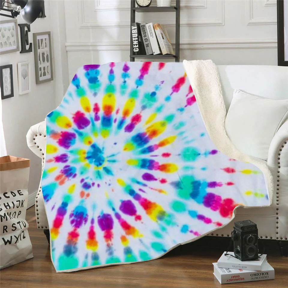 

Colorful Psychedelic tie dye Anime Blanket 3D full printed Wearable Blanket Adults/kids Fleece Blanket drop shippng style -2