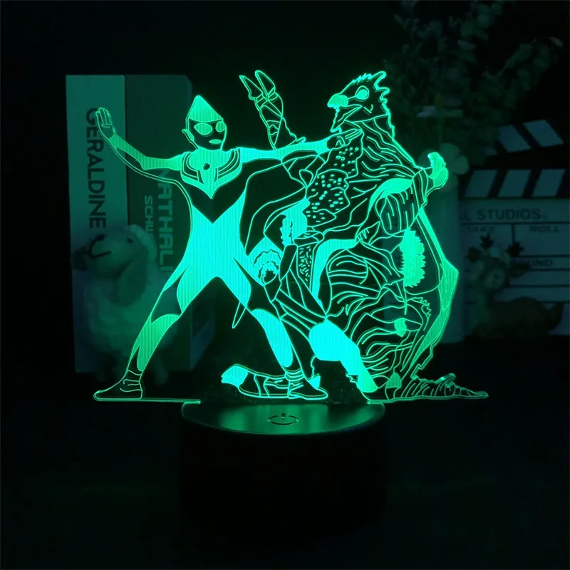 

3D Night Light Alarm Clock Base Decor Lamp Color with Remote Ultraman Gaia Japanese Anime Manga Present Delivery Children