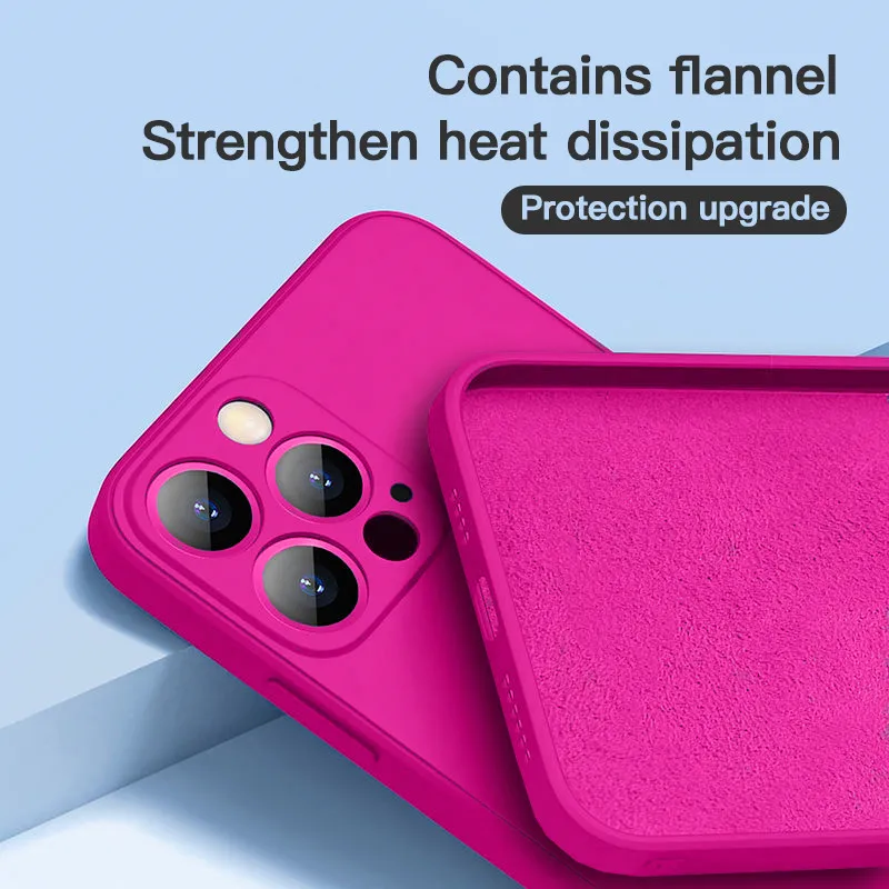 

Original Luxury Square Liquid Silicone Phone Case For iPhone 13 12 11 Pro Max Mini XS XR X 8 7 SE 2020 Soft Thin Cover funda