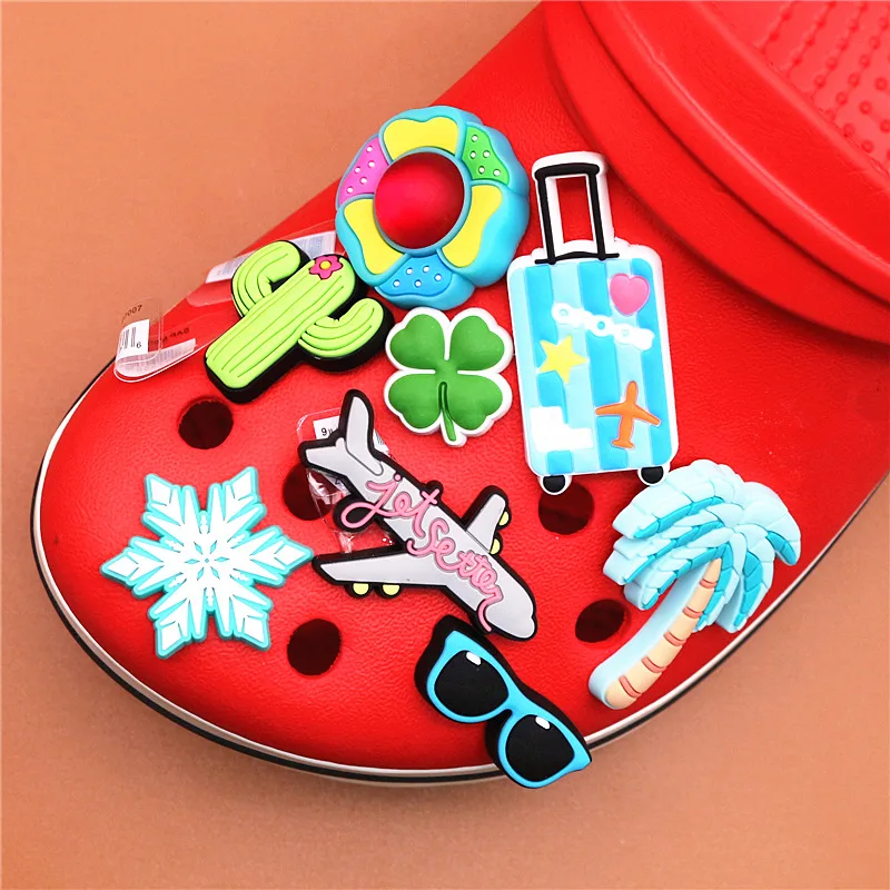 Original PVC Shoe Buckle Accessories Vacation Coconut Tree/Cactu Shoes Decoration Jibz for Croc Charms Bracelets Kids Gifts U161
