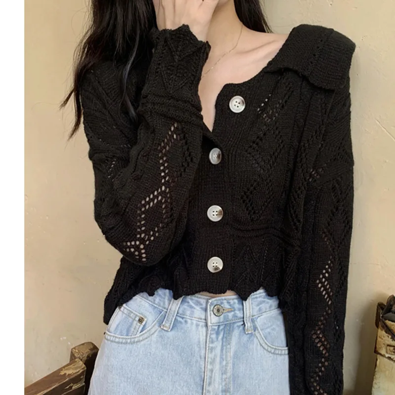 

Ажурный короткий кардиган, пальто, женский свитер, нижняя рубашка, осень 2021, свободный и универсальный внутренний топ, Rac