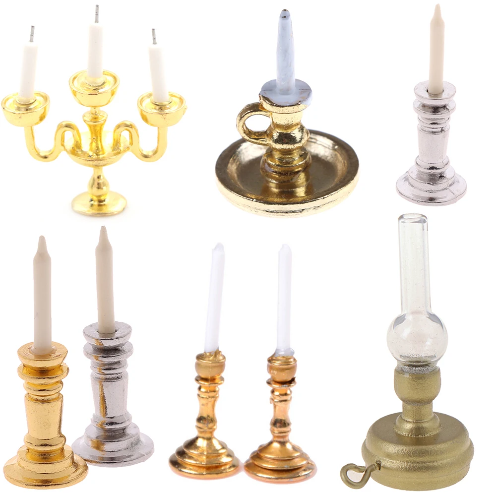 

1:12 Dollhouse Miniature Chandelier Candles Furniture Toy Dollhouse Miniature Candlesticks Doll House Accessories