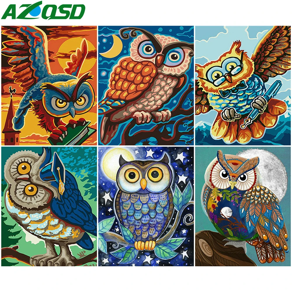 

AZQSD Painting By Number Canvas Kits Animal Handmade Gift 40x50cm DIY Adult Pictures By Numbers Owl Home Bedroom Wall Artwork