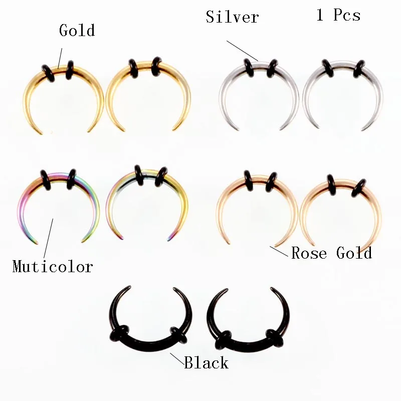 

C Shape Surgical Steel Nose Rings Piercing Black Gold Rose Gold Septum Helix Tragus Clicker Body Nose Ring Piercing