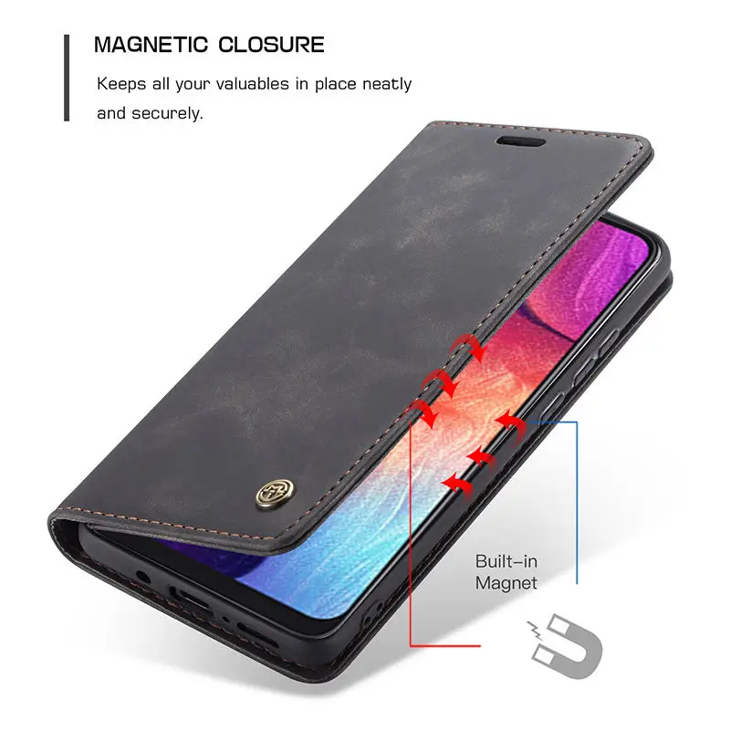 Чехол-книжка для Samsung galaxy A50 Роскошный Матовый кожаный чехол-бумажник телефона A70