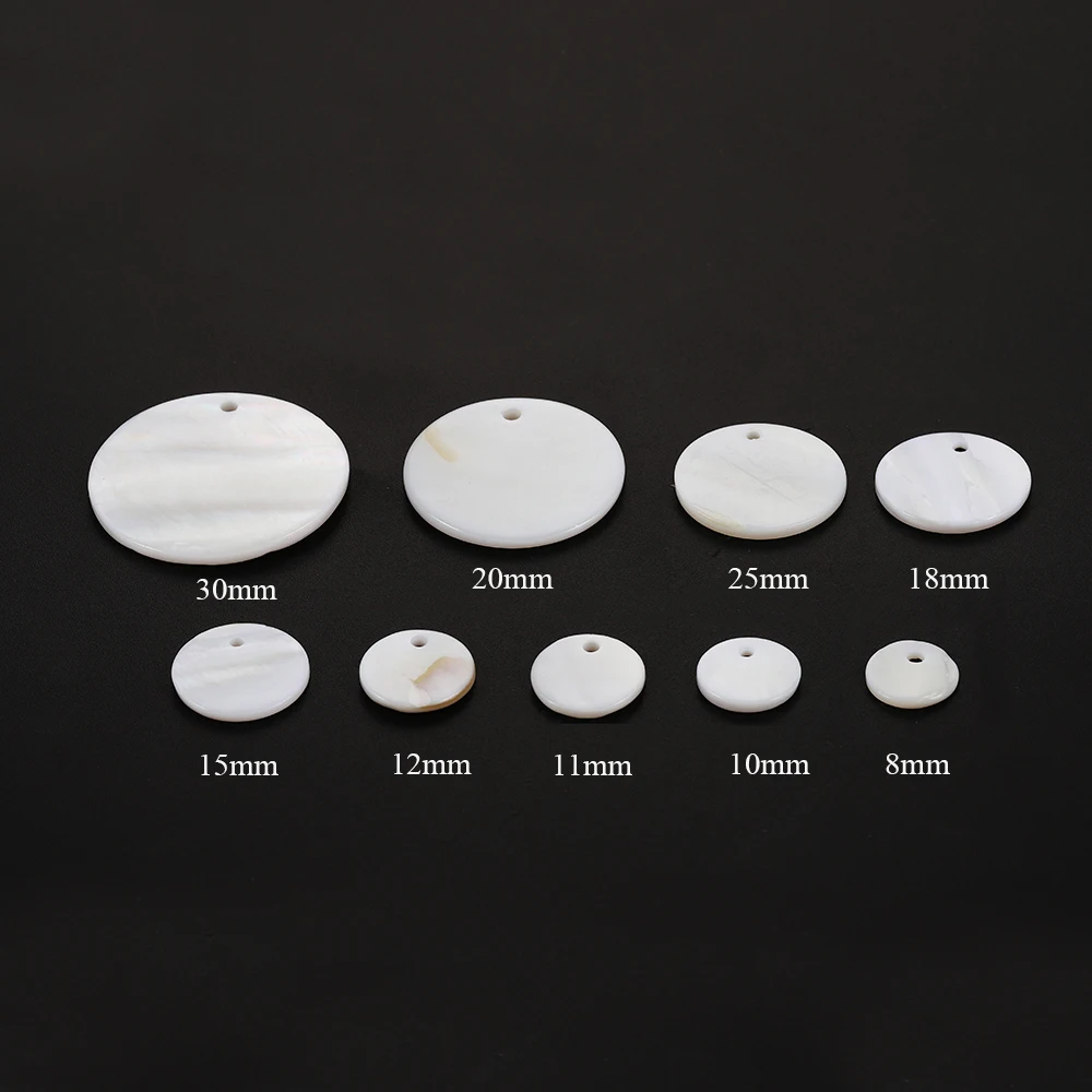 10-30pcs/lot Round Natural Shell Pendant Mother of Pearl Charms Necklace Pendants for DIY Earring Jewelry Finding | Украшения и