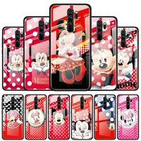 disney minnie mouse point for xiaomi redmi k40 k30 k20 pro plus 9c 9a 9 8a 7 luxury shell tempered glass phone case cover