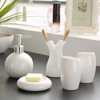 toothbrush holder mouthwash cup lotion bottle soap holder simple ceramic sanitary ware 5pcs e wash bathroom accessories