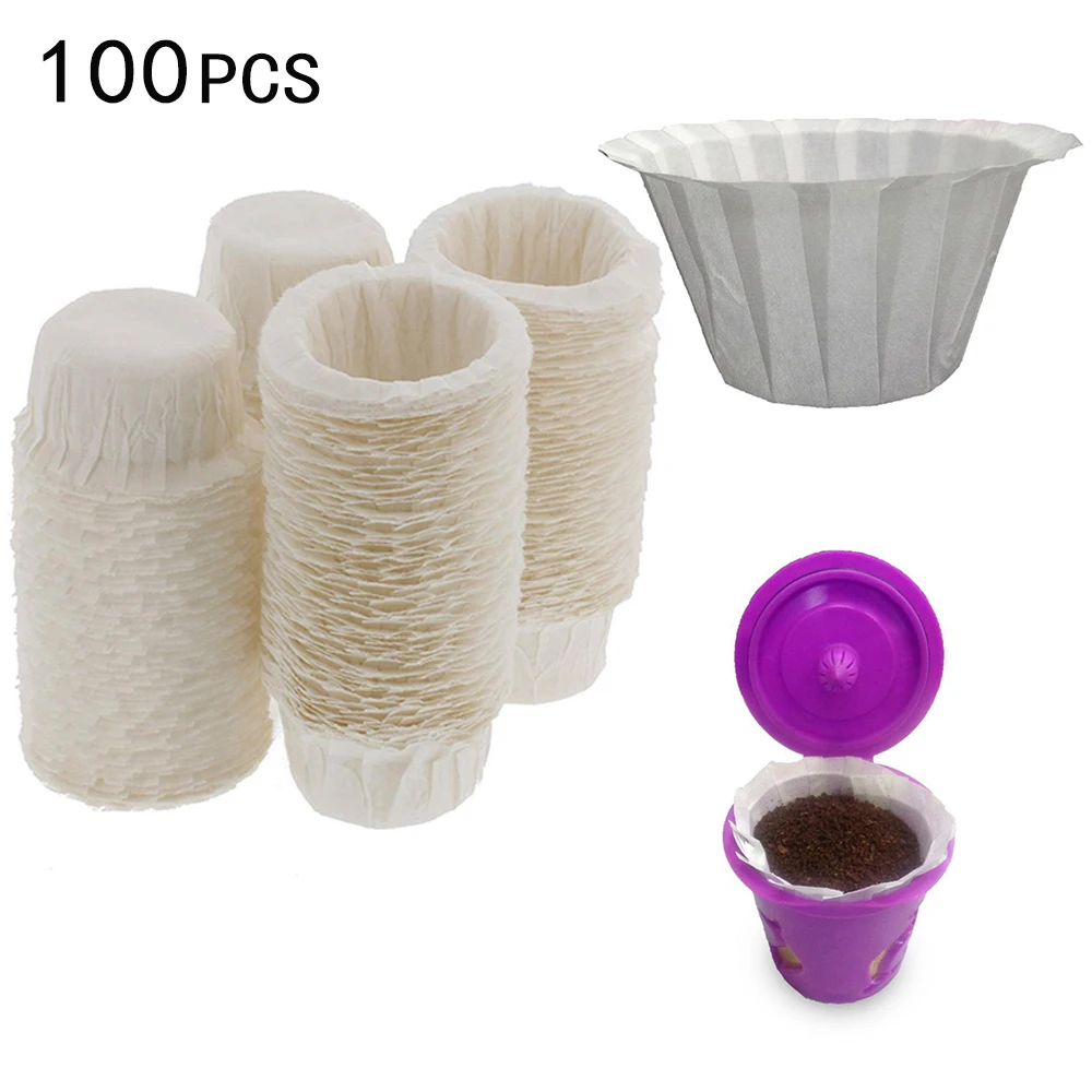 100pcs Home Kitchen Coffee Filters Disposable Paper Filters Cups Single Serving Paper Filters Cups Replacement Coffee Filters
