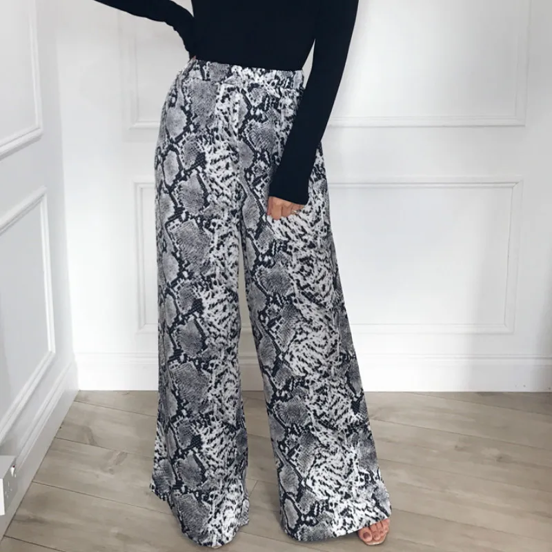 Брюки женские с леопардовым принтом и змеиным повседневные модные штаны