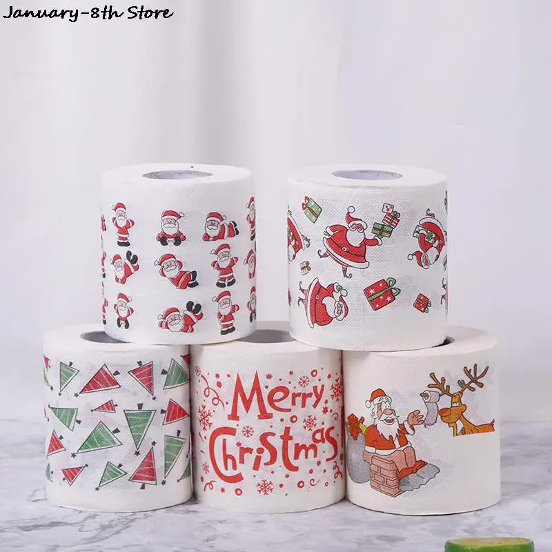 Рождественская туалетная бумага, домашняя туалетная бумага с Санта-Клаусом, рулон туалетной бумаги, рождественские товары, Рождественская ...
