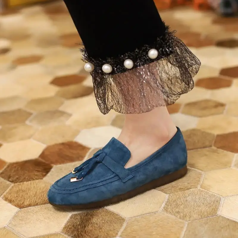 

KemeKiss Size 33-43 Women Shoes Real Leather Tassel Women Shoes Fashion Casual Women Shoes Round Toe Fashion Women Shoes