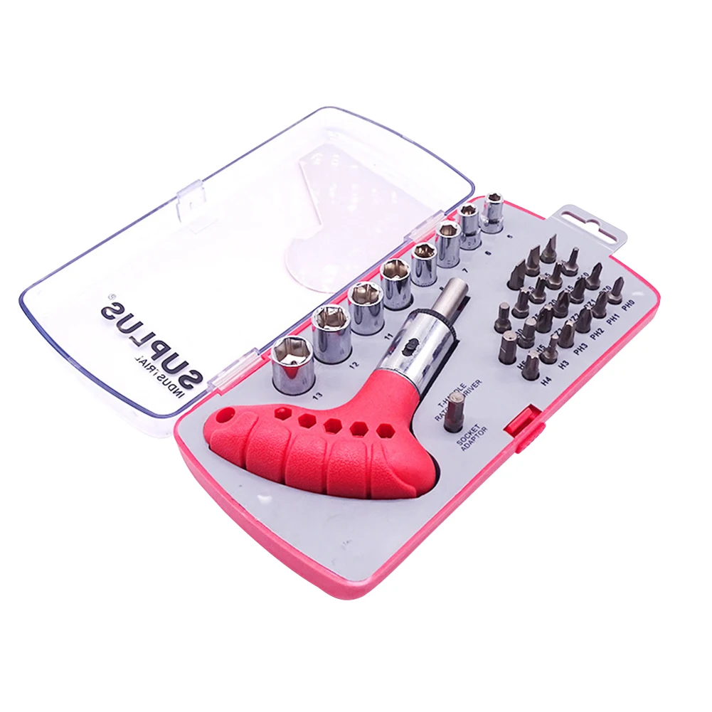 

30pcs Ratchet Screwdriver Bits Metal Combination Set Screw Driver Holder Adapter Repair Disassembly Hand Tools with Storage Box