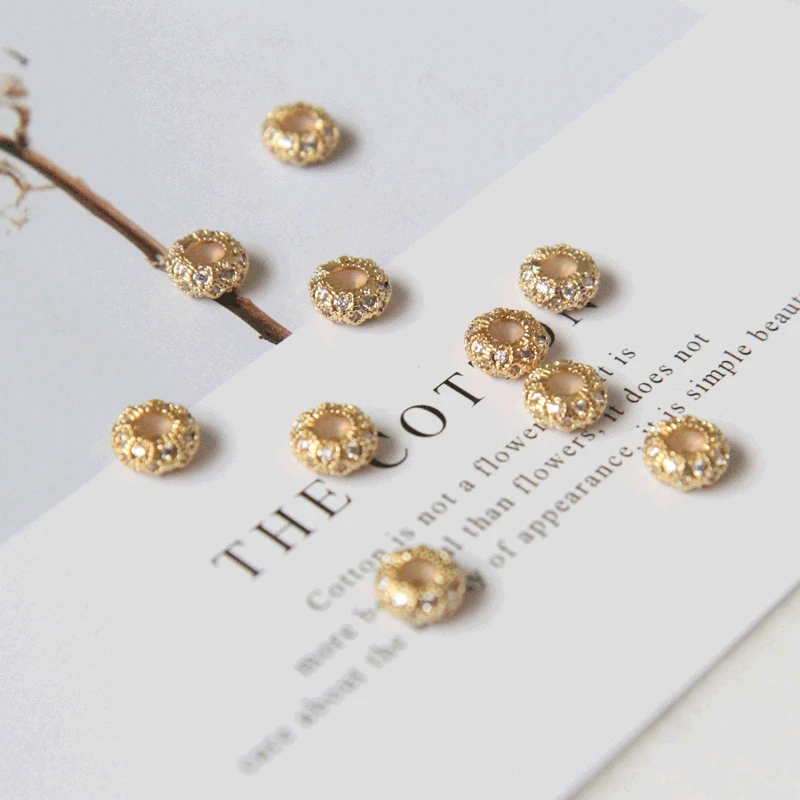 Регулируемые бусины из циркония с медным покрытием 18 К инкрустированные